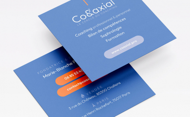 Co&axial : Logotype, carte de visite, flyers, stickers, maquette du site internet et réseaux sociaux image 