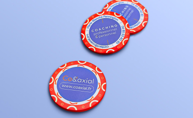 Co&axial : Logotype, carte de visite, flyers, stickers, maquette du site internet et réseaux sociaux image 
