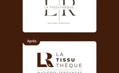 La Tissuthèque LR : logotype, carte de visite, enseigne, newsletter, affiche image 