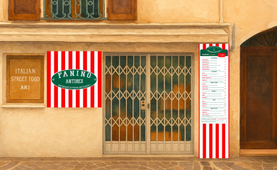 Panino : Refonte d'enseigne, pancarte menu, Linktree, QR code image 